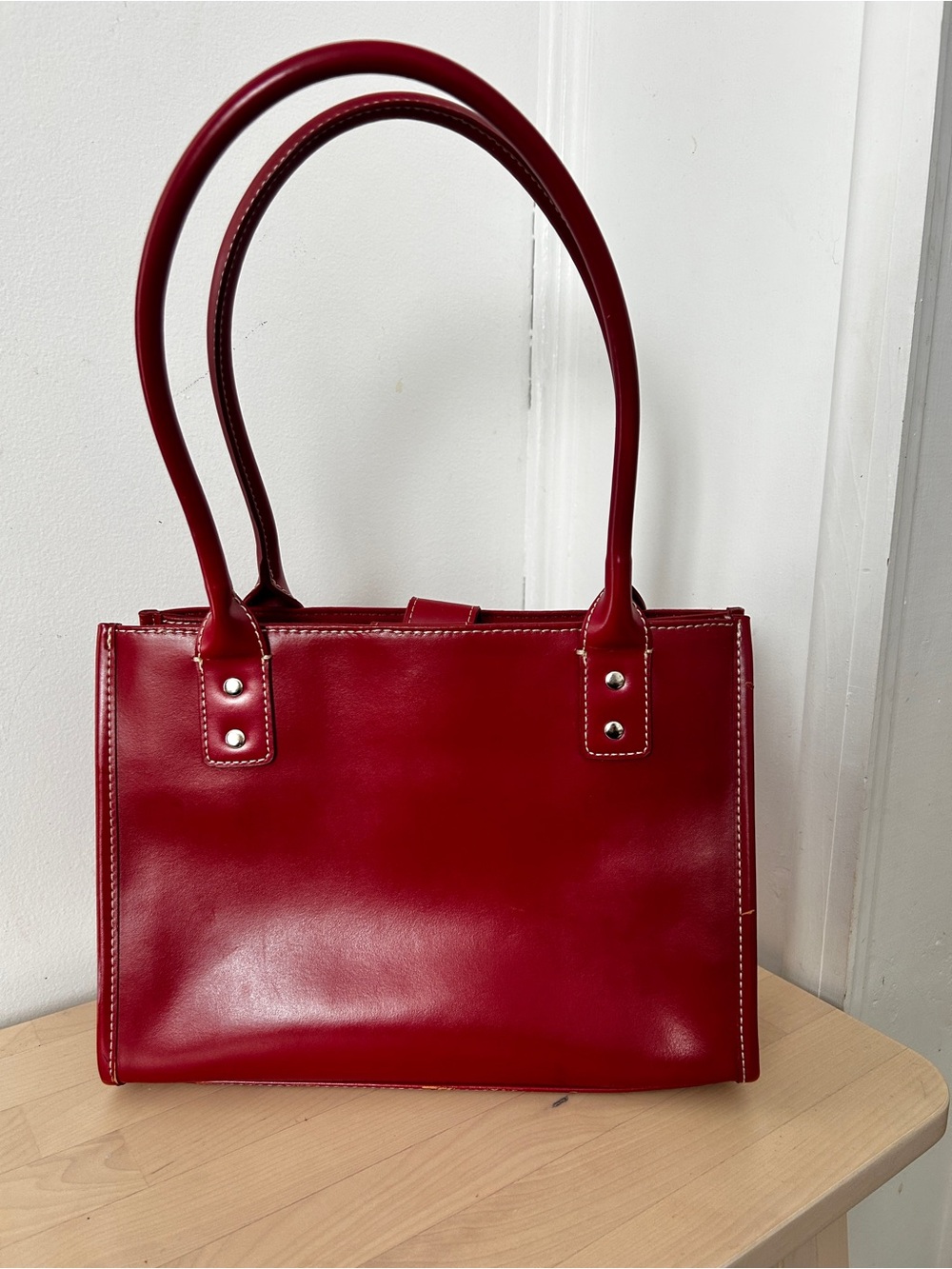 Wilson's Leather Red Shoulder Bag Structured Chic Parisian Classic Timeless